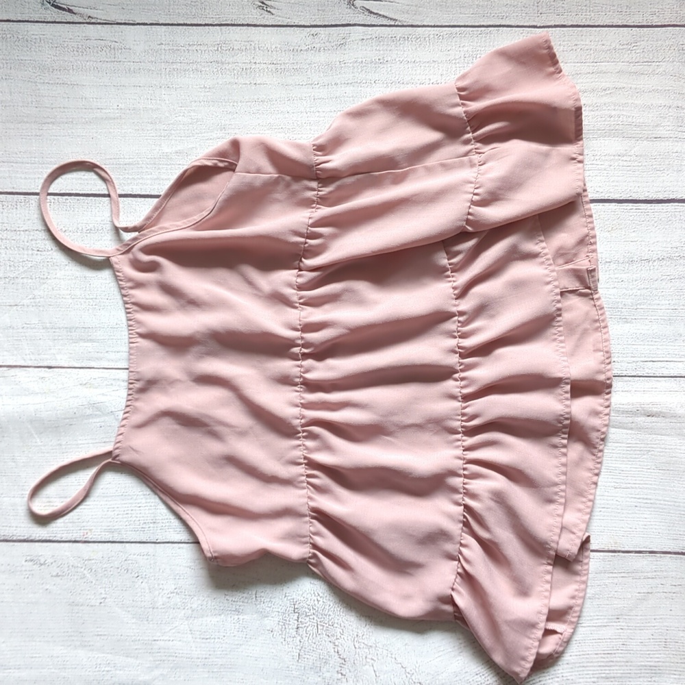 Pink Button-Down Ruffle Tank Top - Picture 4 of 5